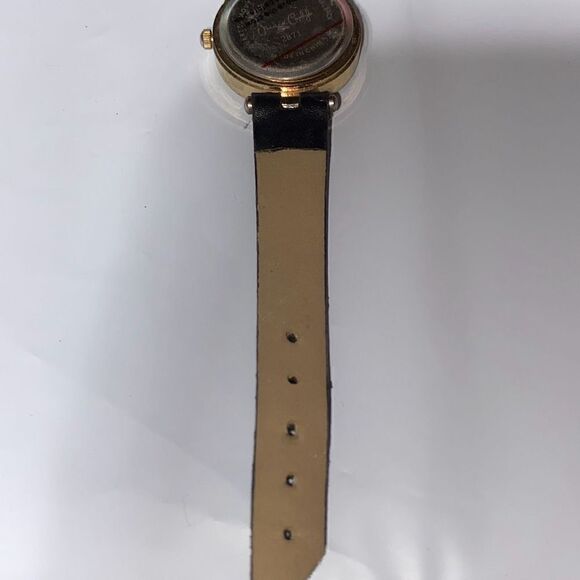 Jessica Carlyle Women's Gold Tone Black Band Cat Rhinestone Bezel Quartz Watch - Picture 8 of 12